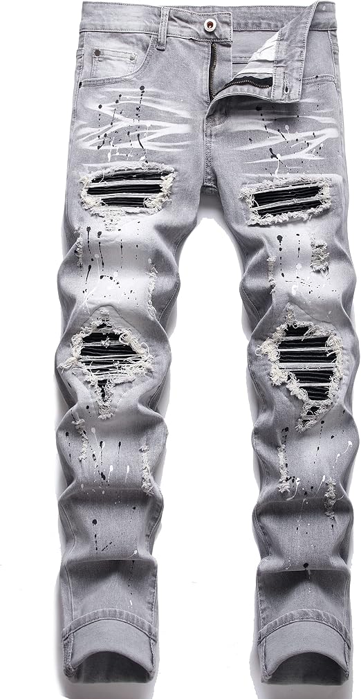 Men's Slim Fashion Ripped Straight