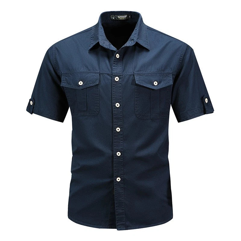 Mens Work Shirts Military Short