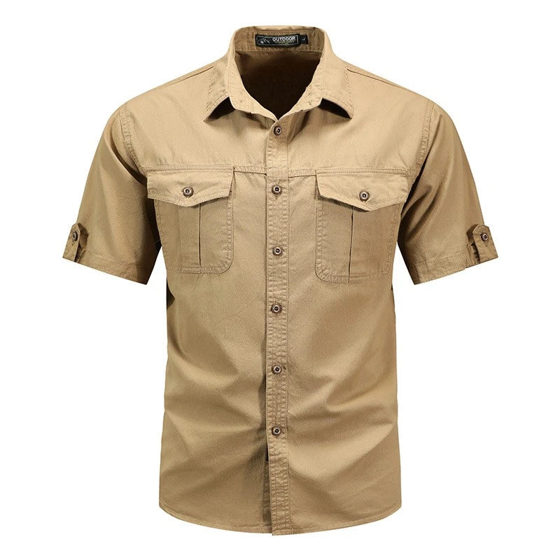 Mens Work Shirts Military Short