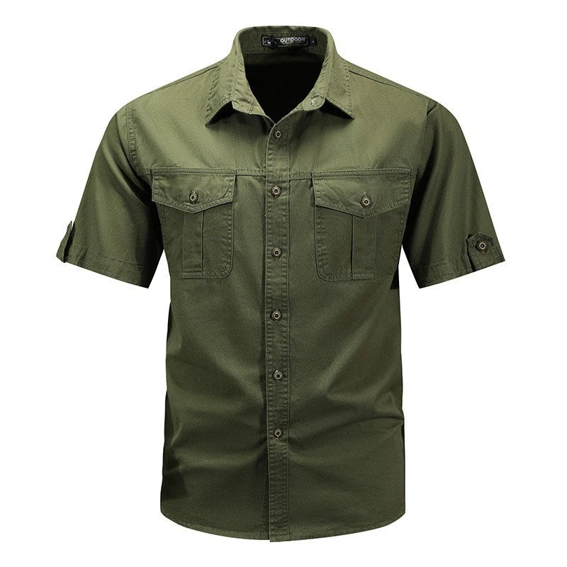Mens Work Shirts Military Short