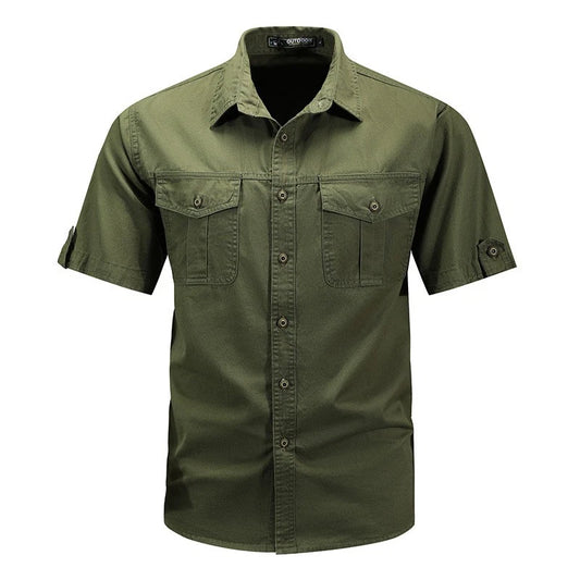 Mens Work Shirts Military Short