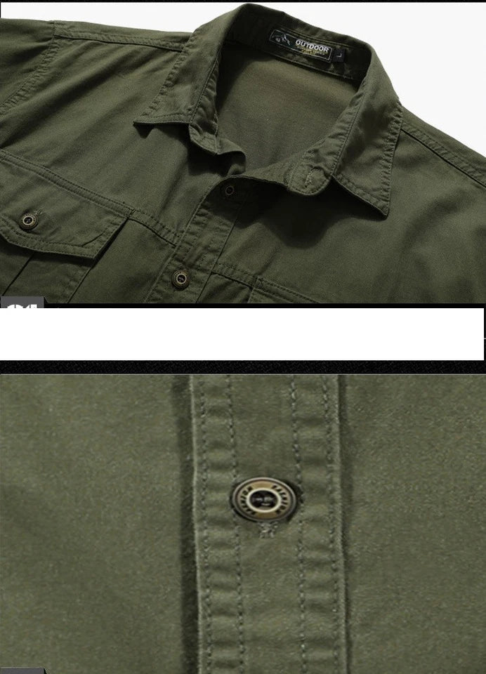Mens Work Shirts Military Short