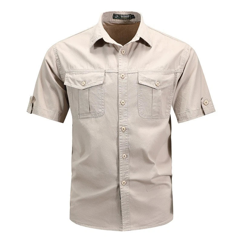 Mens Work Shirts Military Short